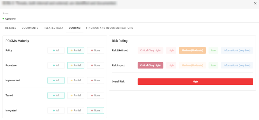 Scoring tab